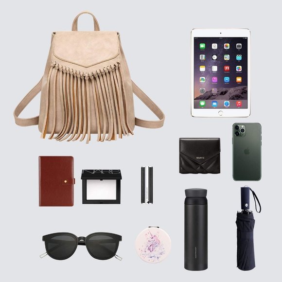 Leather Backpack Purse for Women Tassel Casual main image 4